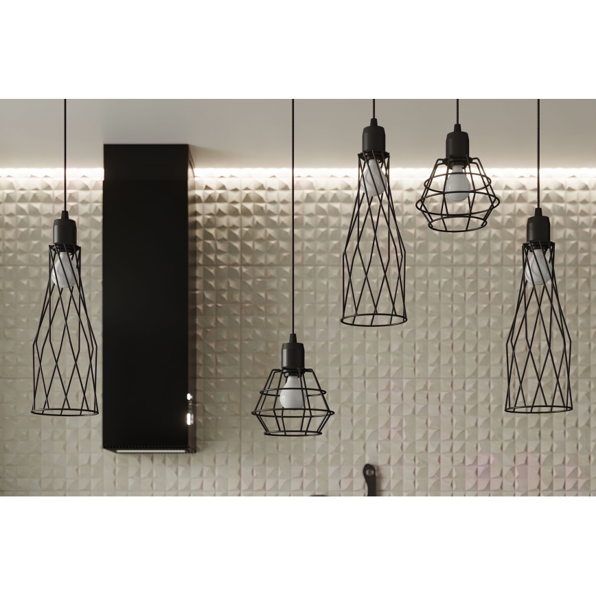 Candelabro suspenso SUBA 1xE27/15W/230V preto