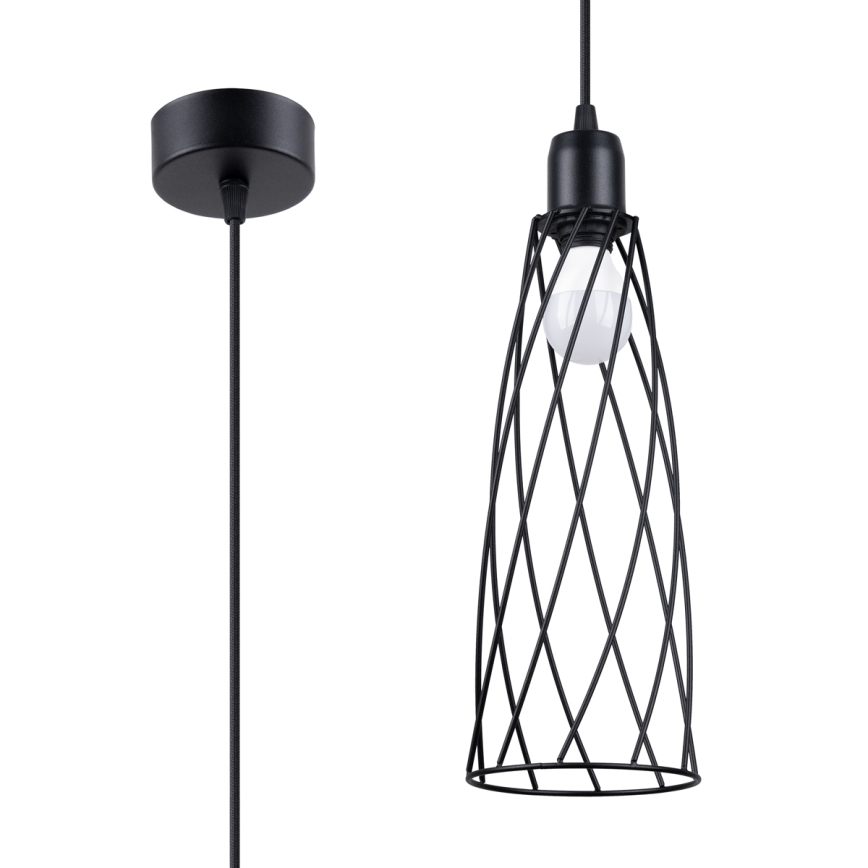Candelabro suspenso SUBA 1xE27/15W/230V preto