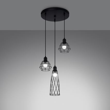 Candelabro suspenso SUBA 3xE27/15W/230V preto