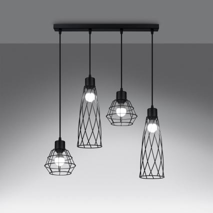 Candelabro suspenso SUBA 4xE27/15W/230V preto