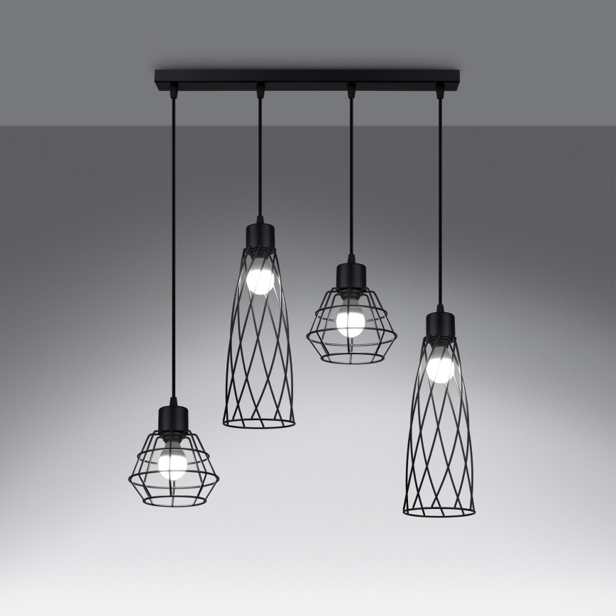 Candelabro suspenso SUBA 4xE27/15W/230V preto