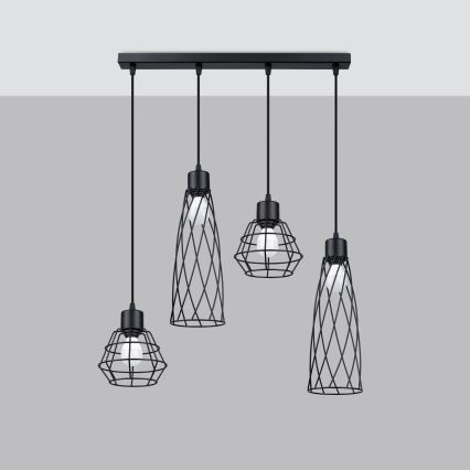 Candelabro suspenso SUBA 4xE27/15W/230V preto