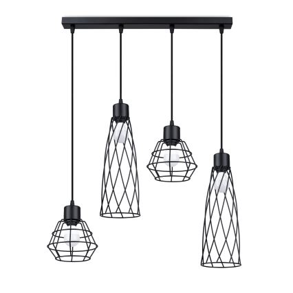 Candelabro suspenso SUBA 4xE27/15W/230V preto