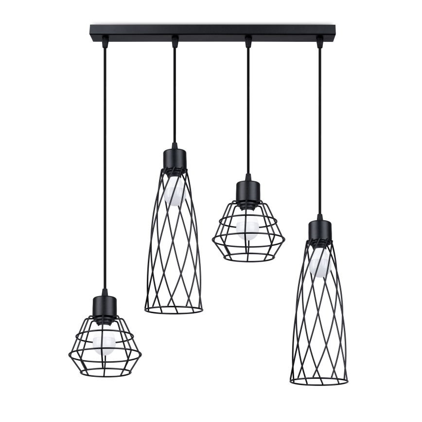 Candelabro suspenso SUBA 4xE27/15W/230V preto