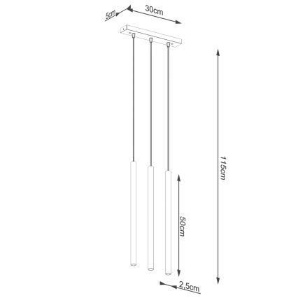 Candelabro suspenso PASTELO 3xG9/8W/230V dourada