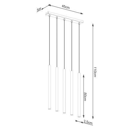 Candelabro suspenso PASTELO 5xG9/8W/230V dourada