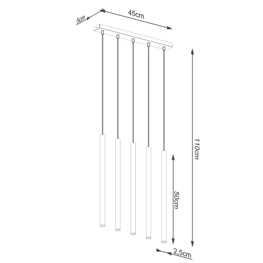 Candelabro suspenso PASTELO 5xG9/8W/230V dourada