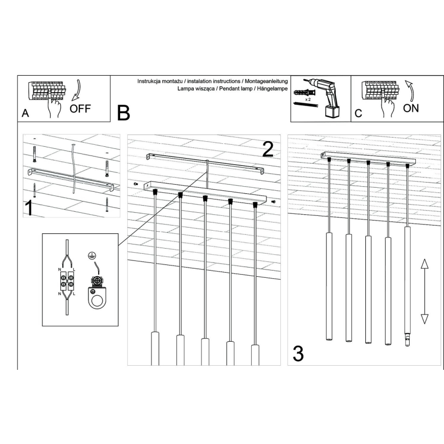 Candelabro suspenso PASTELO 5xG9/8W/230V dourada