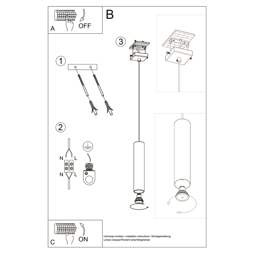 Candeeiro suspenso LAGOS 1xGU10/10W/230V cromado brilhante