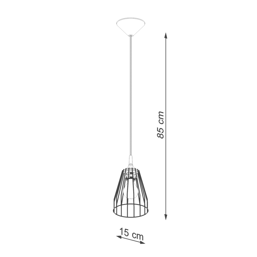 Candelabro suspenso LEYO 1xE27/15W/230V preto