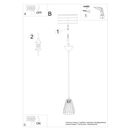 Candelabro suspenso LEYO 1xE27/15W/230V preto