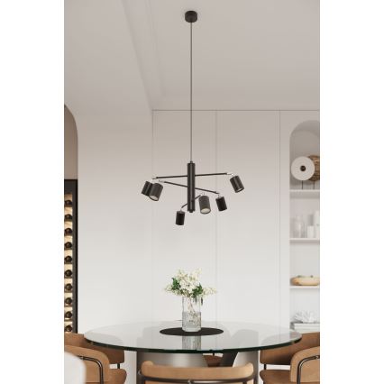 Candelabro suspenso LEMMI 6xGU10/10W/230V preto