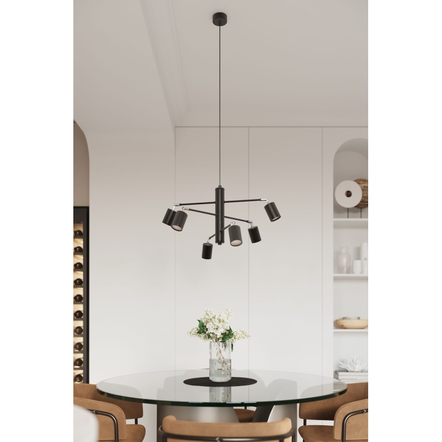 Candelabro suspenso LEMMI 6xGU10/10W/230V preto