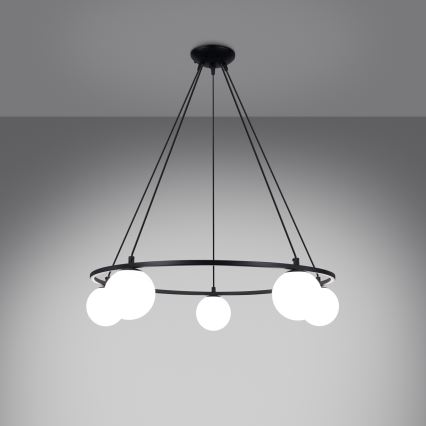 Candelabro suspenso YOLI 5xG9/8W/230V preto