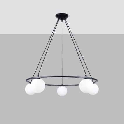 Candelabro suspenso YOLI 5xG9/8W/230V preto