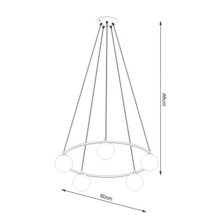 Candelabro suspenso YOLI 5xG9/8W/230V preto