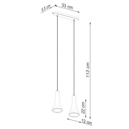 Candelabro suspenso REA 2xE14/12W/230V betão