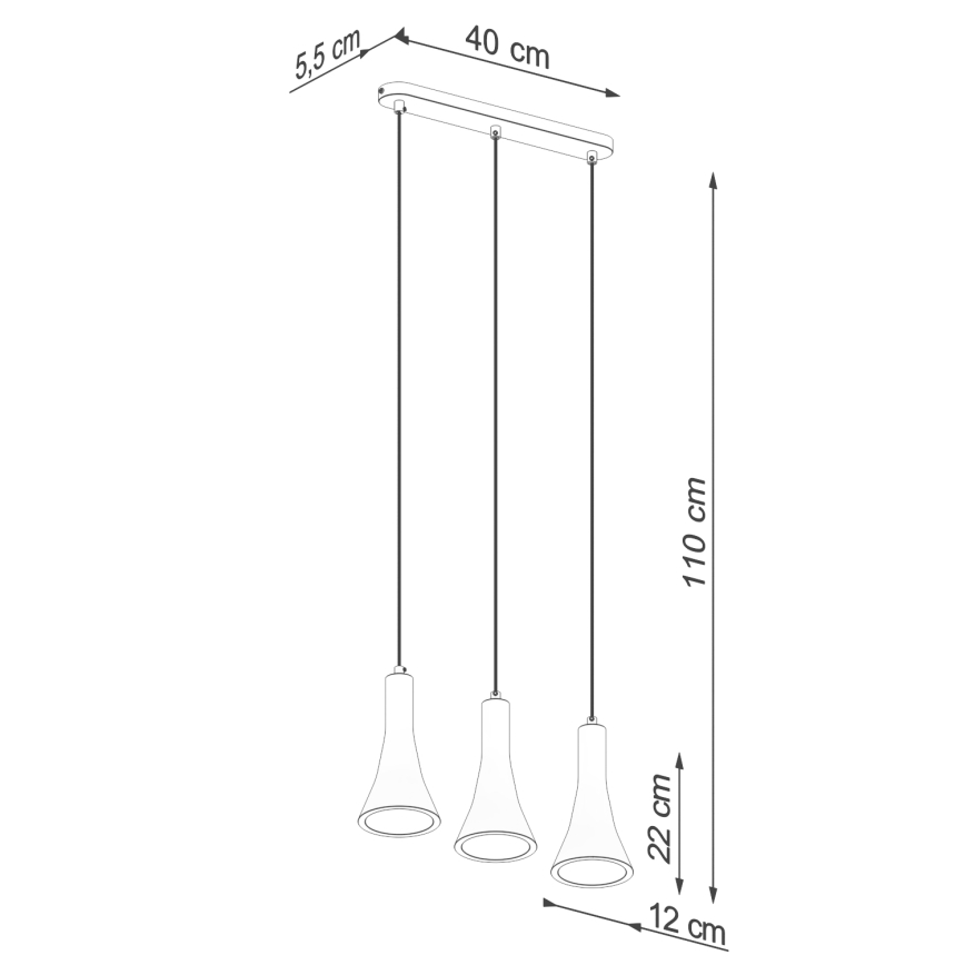 Candelabro suspenso REA 3xE14/12W/230V betão