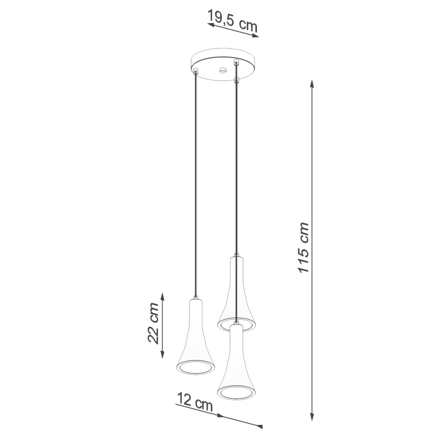 Candelabro suspenso REA 3xE14/12W/230V betão