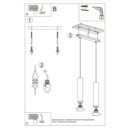 Candelabro suspenso LAGOS 2xGU10/10W/230V dourada