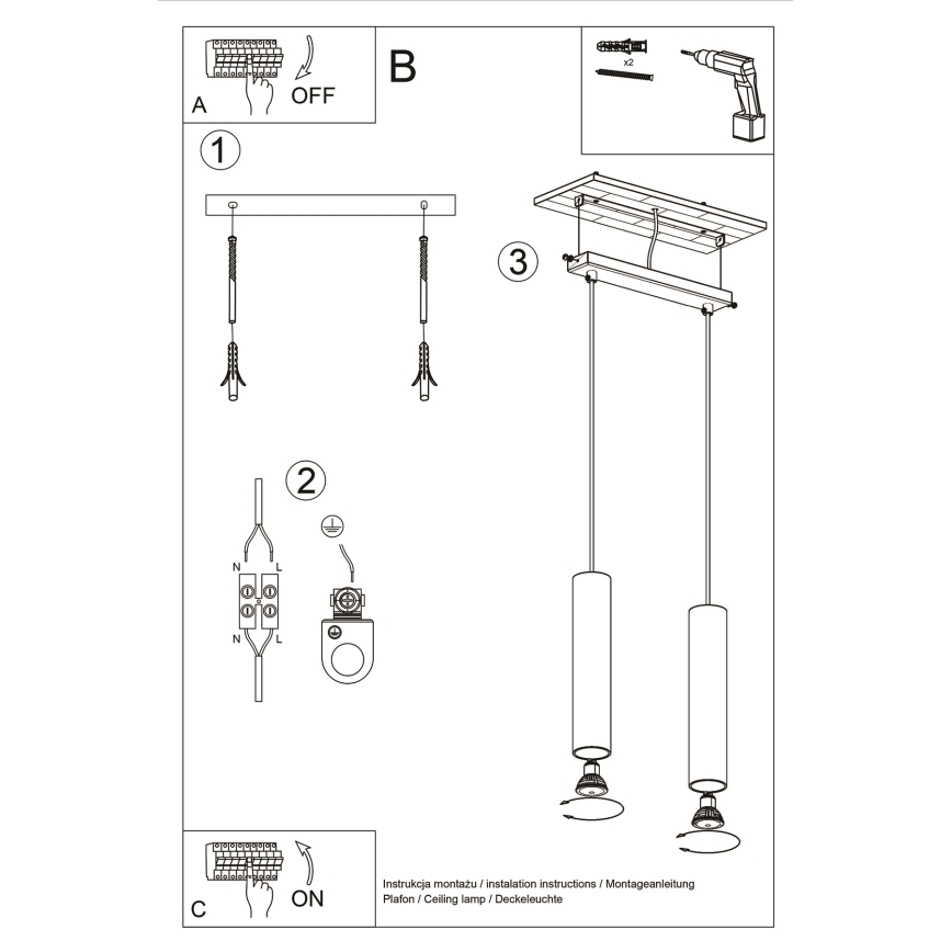 Candelabro suspenso LAGOS 2xGU10/10W/230V dourada