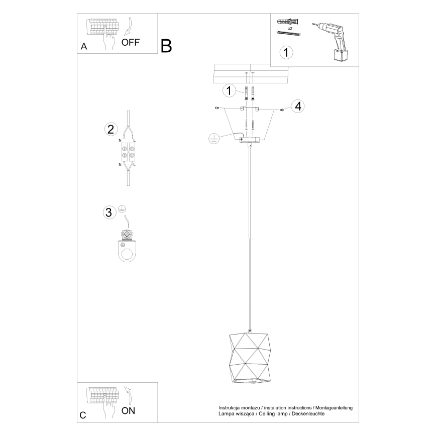 Candelabro suspenso GOBI 1xE27/15W/230V cerâmica