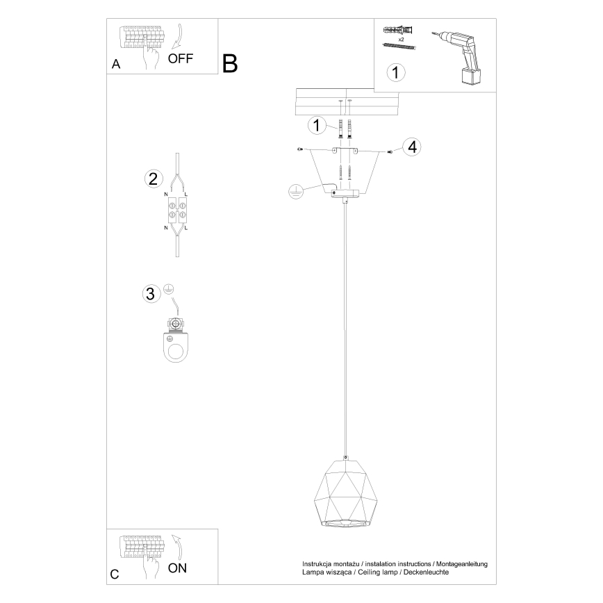 Candelabro suspenso MINT 1xE27/15W/230V cerâmica