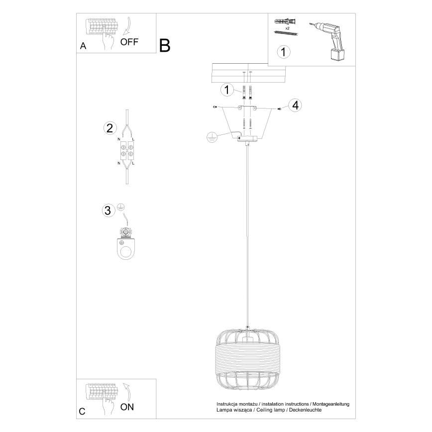 Candelabro suspenso FOST 1xE27/15W/230V