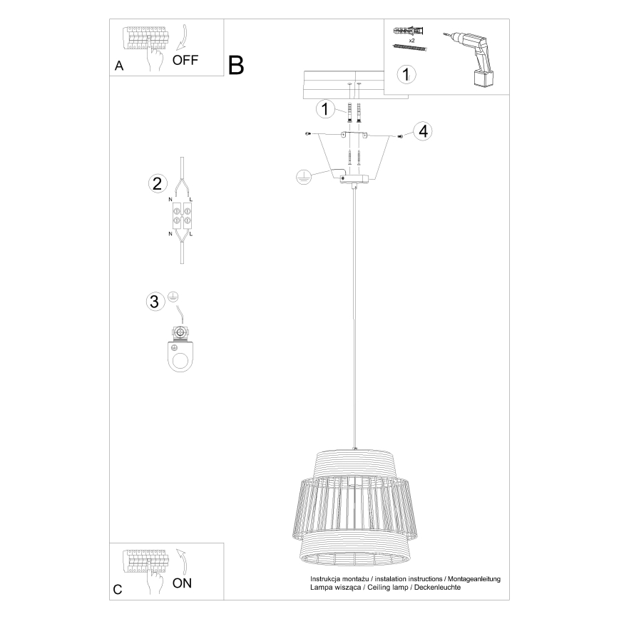 Candelabro suspenso BRILO 1xE27/15W/230V