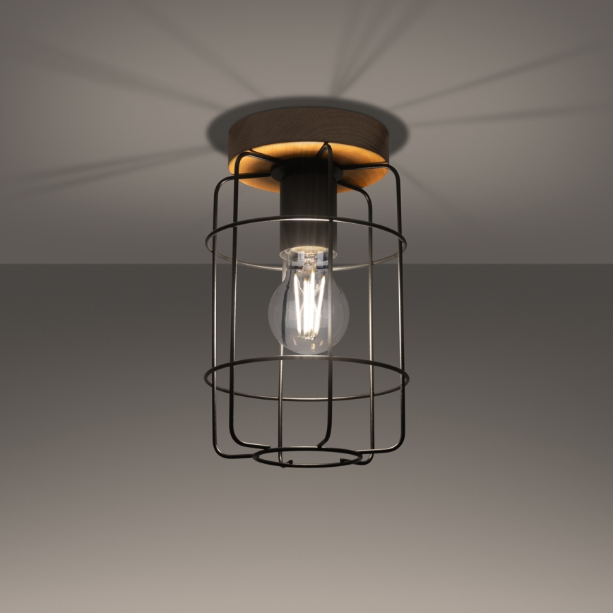 Iluminação de teto GOTTO 1xE27/15W/230V preto/faia