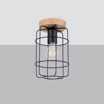 Iluminação de teto GOTTO 1xE27/15W/230V preto/faia