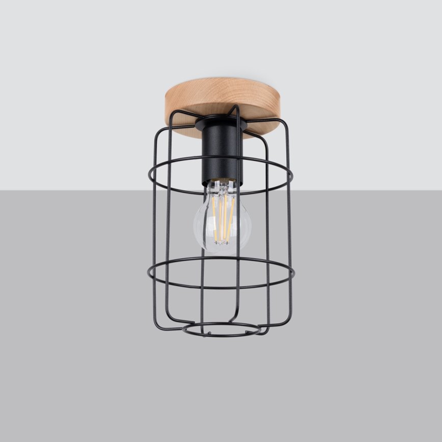 Iluminação de teto GOTTO 1xE27/15W/230V preto/faia