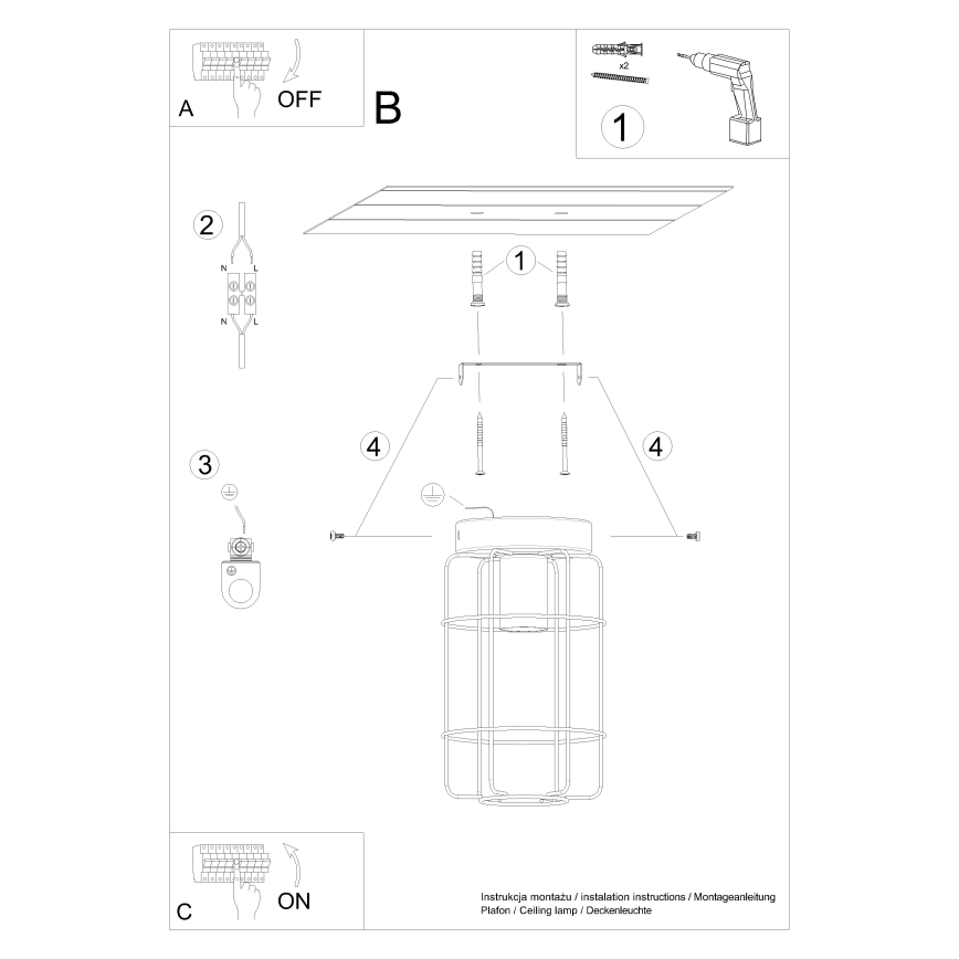 Iluminação de teto GOTTO 1xE27/15W/230V preto/faia