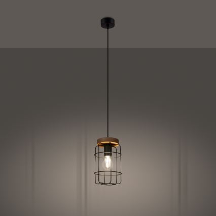 Candelabro suspenso GOTTO 1xE27/15W/230V preto/faia