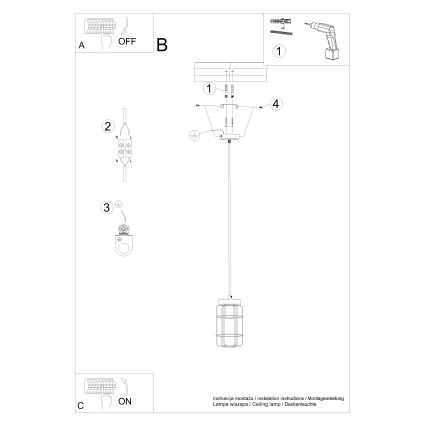 Candelabro suspenso GOTTO 1xE27/15W/230V preto/faia
