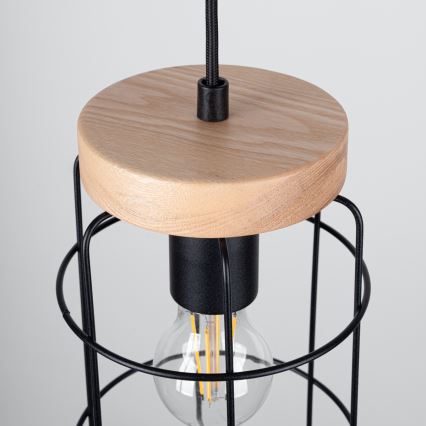 Candelabro suspenso GOTTO 3xE27/15W/230V preto/faia