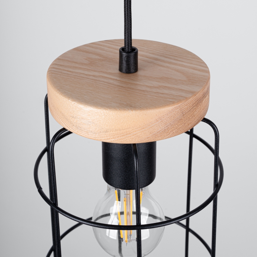 Candelabro suspenso GOTTO 3xE27/15W/230V preto/faia