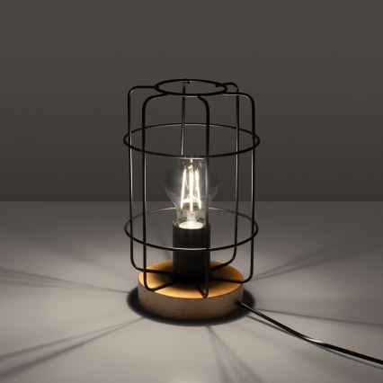 Candeeiro de mesa GOTTO 1xE27/15W/230V preto/faia
