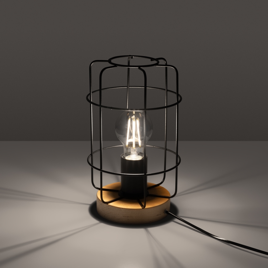Candeeiro de mesa GOTTO 1xE27/15W/230V preto/faia