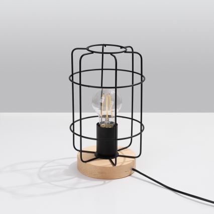 Candeeiro de mesa GOTTO 1xE27/15W/230V preto/faia