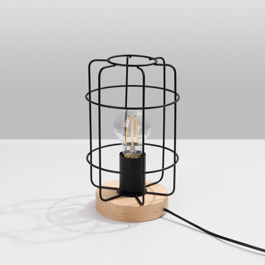 Candeeiro de mesa GOTTO 1xE27/15W/230V preto/faia