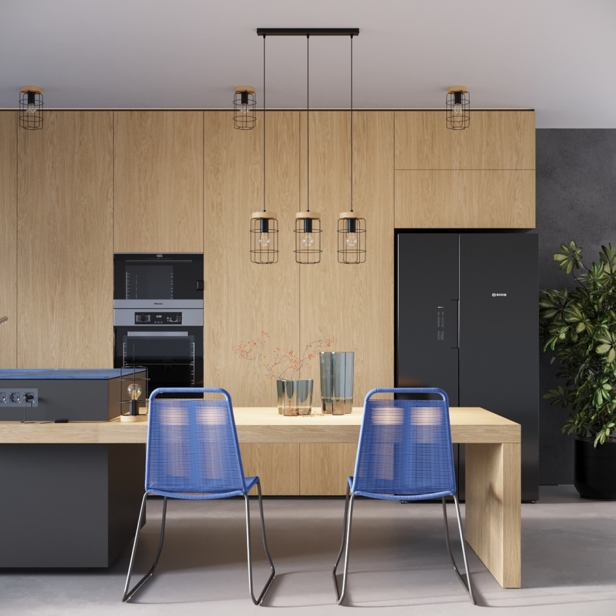 Candeeiro de mesa GOTTO 1xE27/15W/230V preto/faia