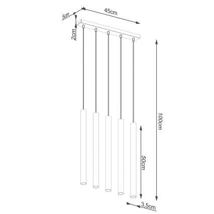 Candelabro suspenso PASTELO 5xG9/8W/230V faia