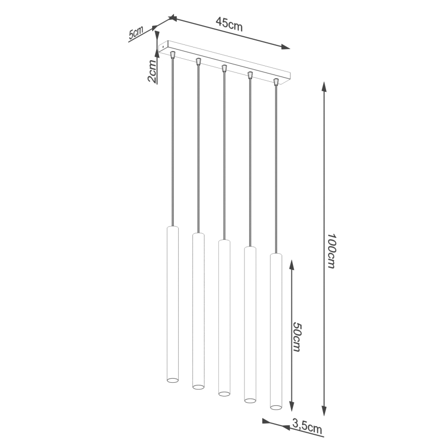 Candelabro suspenso PASTELO 5xG9/8W/230V betão