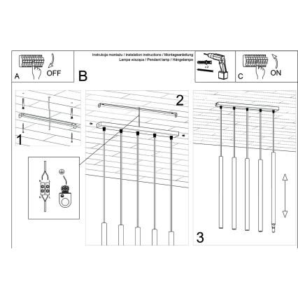 Candelabro suspenso PASTELO 5xG9/8W/230V betão