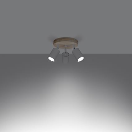 Foco VERDO 3xGU10/10W/230V branco/faia