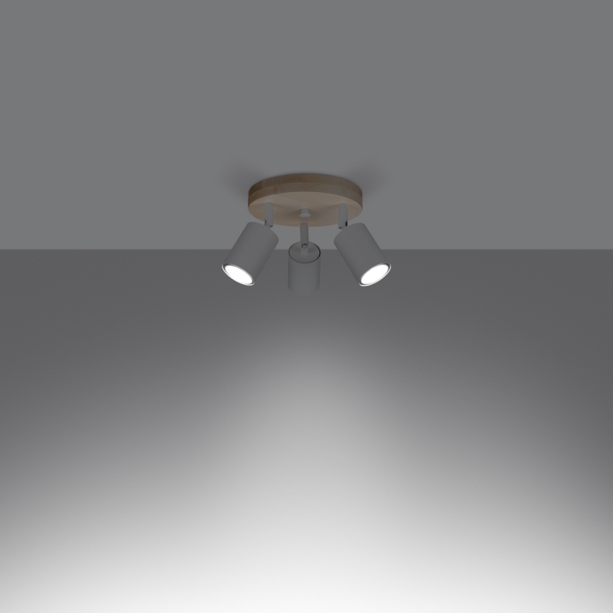 Foco VERDO 3xGU10/10W/230V branco/faia