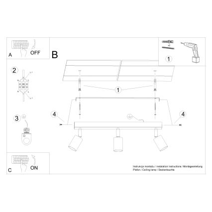 Foco VERDO 3xGU10/10W/230V branco/faia