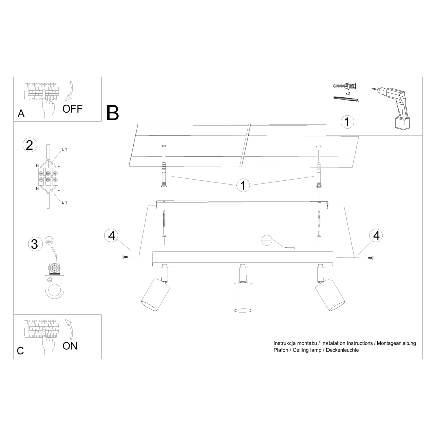 Foco VERDO 3xGU10/10W/230V branco/faia