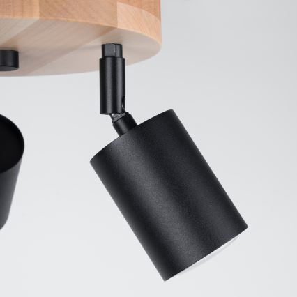 Foco VERDO 3xGU10/10W/230V preto/faia
